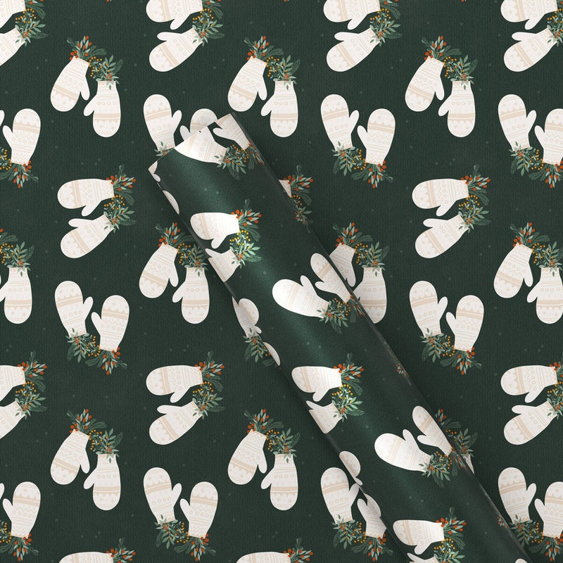 20 sq ft Mittens Christmas Gift Wrap Green - Wondershop