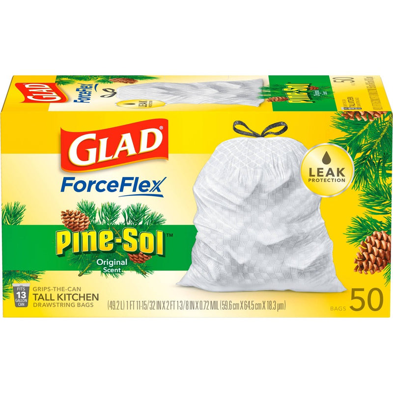 Glad ForceFlex Drawstring Trash Bags - Pinesol - 13 Gallon - 50ct
