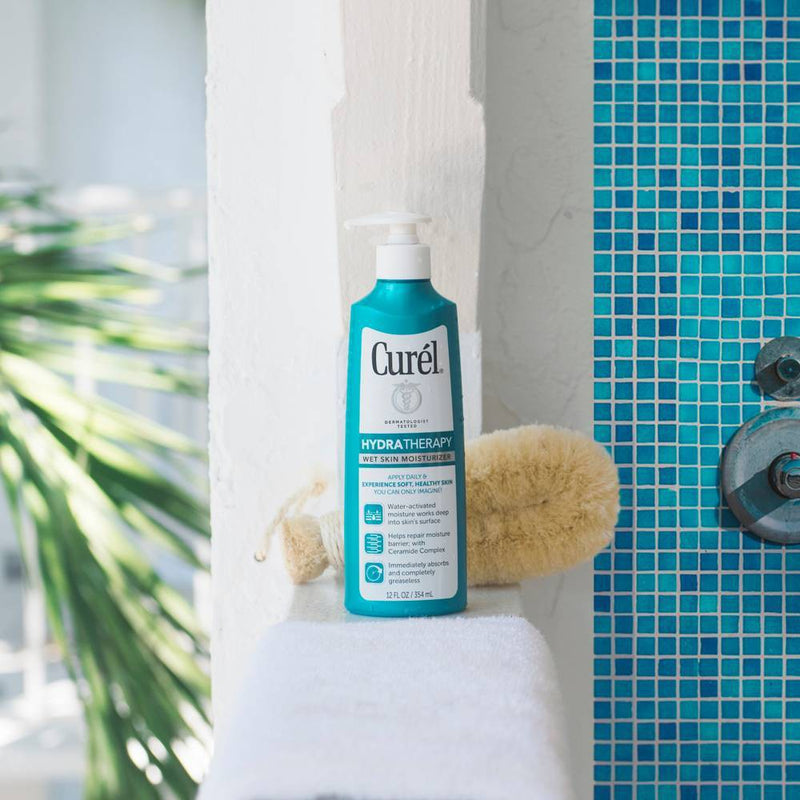 Curel Hydra Therapy Wet Skin Moisturizer, Lightweight In Shower Lotion For Dry Or Extra Dry Skin Unscented - 12 fl oz