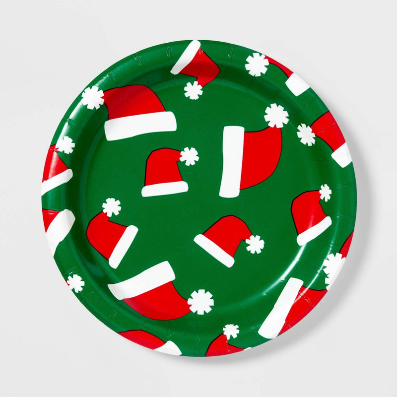 10ct Christmas Santa Hat Collection Dinner Plate - Spritz