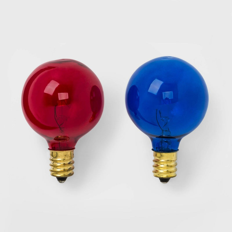 2ct G40 Transparent Replacement Light Bulbs Red and Blue - Wondershop