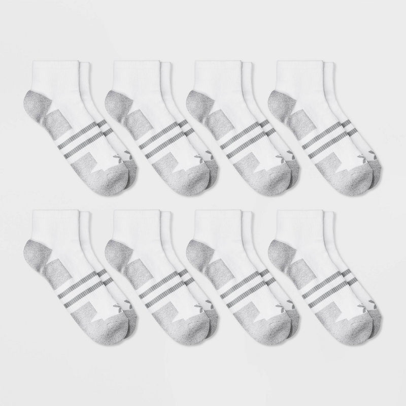 Men's Training 8pk Ankle Socks - All in Motion White 6-12