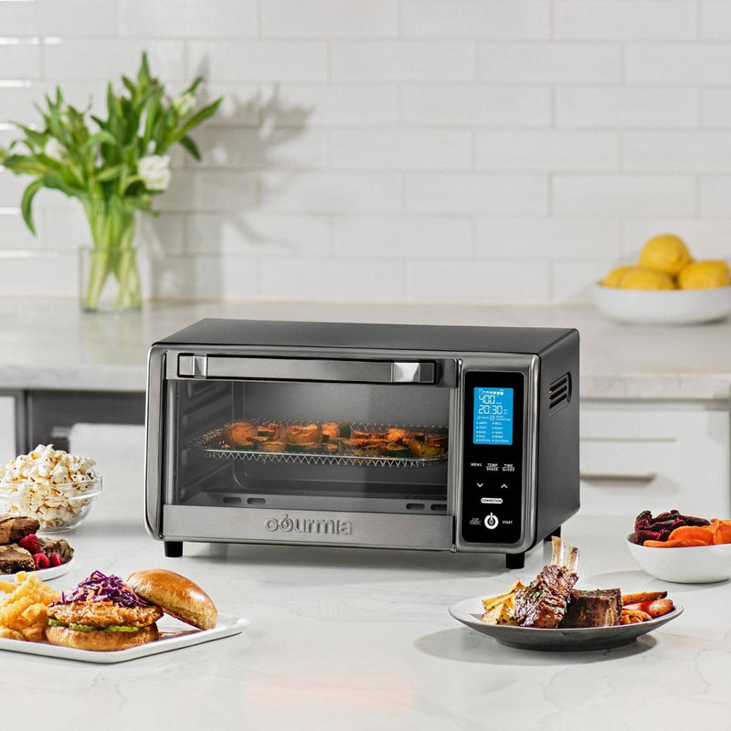 Gourmia Digital 4-Slice Toaster Oven Air Fryer with 11 Cooking Functions Stainless Steel Gray