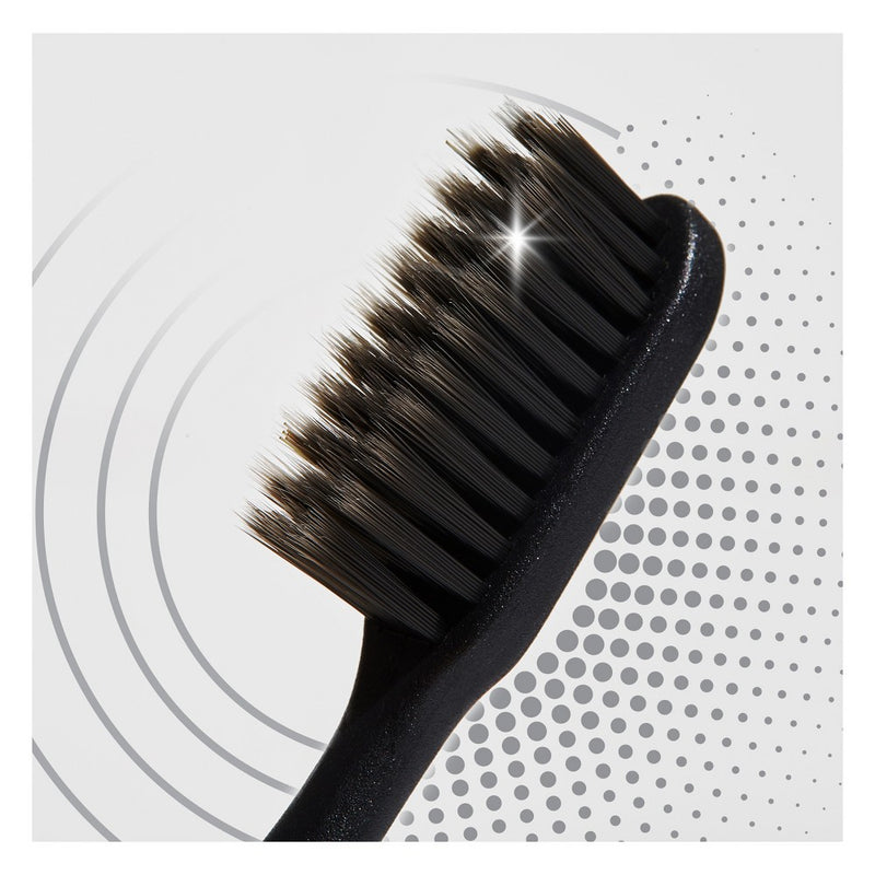 Colgate Charcoal Floss Tip Toothbrush with Metal Handle and 2 Replaceable Brush Heads - Extra Soft - Black