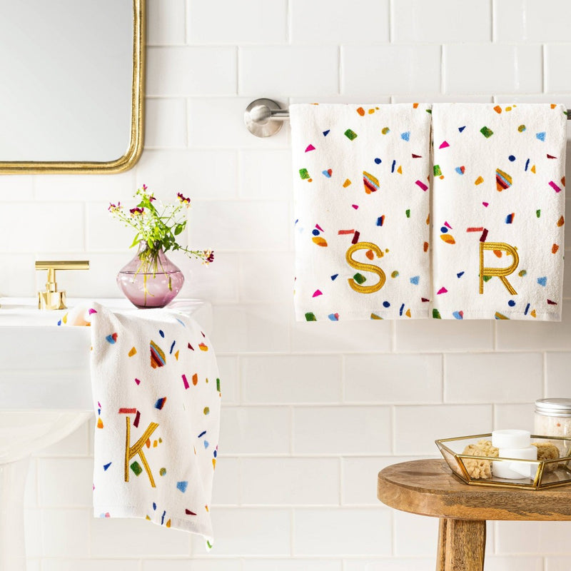 15"x25" Sheared Terry Monogram Hand Towel 'E' - Opalhouse