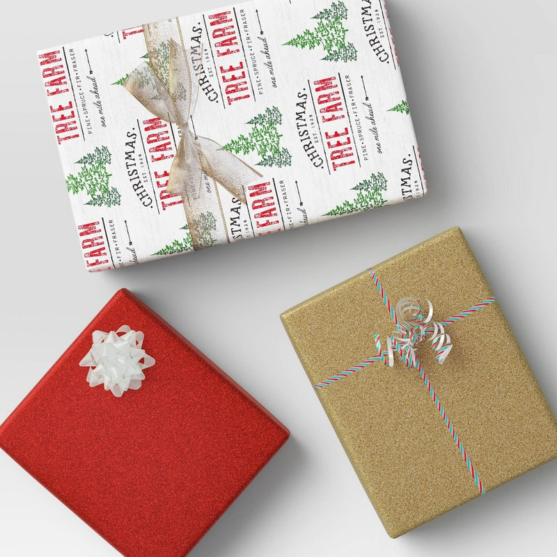 20 sq ft Glittered Christmas Gift Wrap Red - Wondershop (LOCAL PICKUP ONLY)