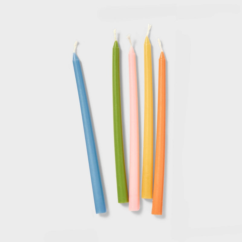 45ct 5.5"x0.37" Paraffin Wax Unscented Hanukkah Taper Candle Multicolor - Spritz