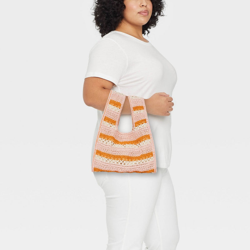 Striped Crochet Tote Handbag - Wild Fable