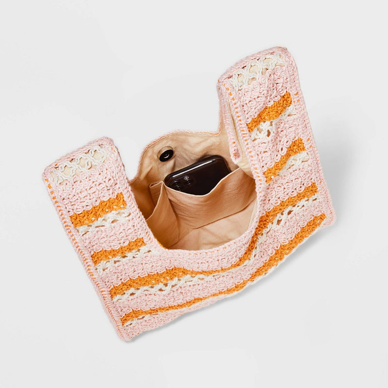 Striped Crochet Tote Handbag - Wild Fable
