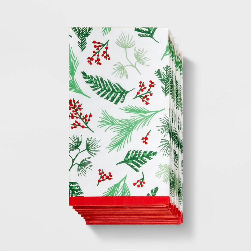 20ct Holly Holiday Guest Towel - Spritz
