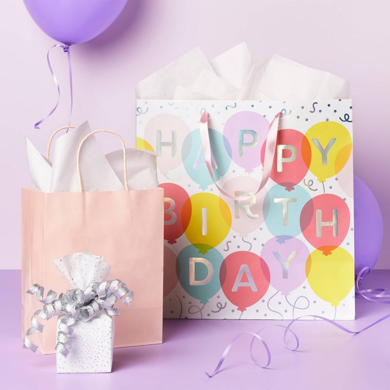 "Happy Birthday" Balloon Square Gift Bag - Spritz