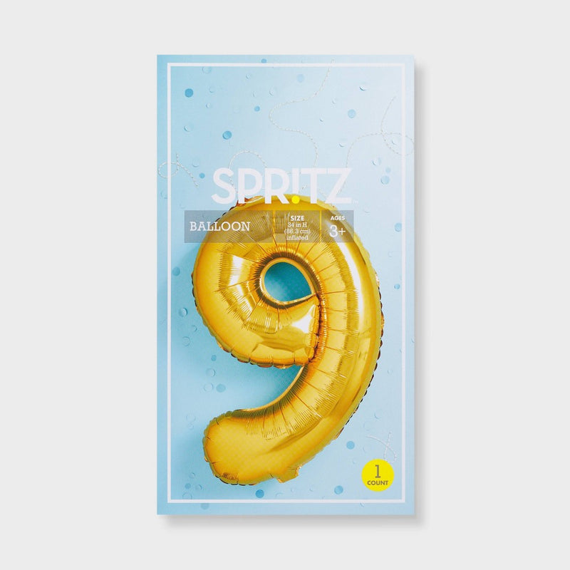 34" Number 9 Foil Balloon - Spritz