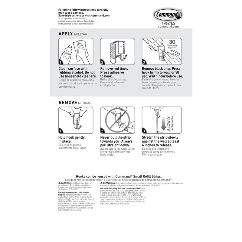 Command Small Sized Wire Hooks White