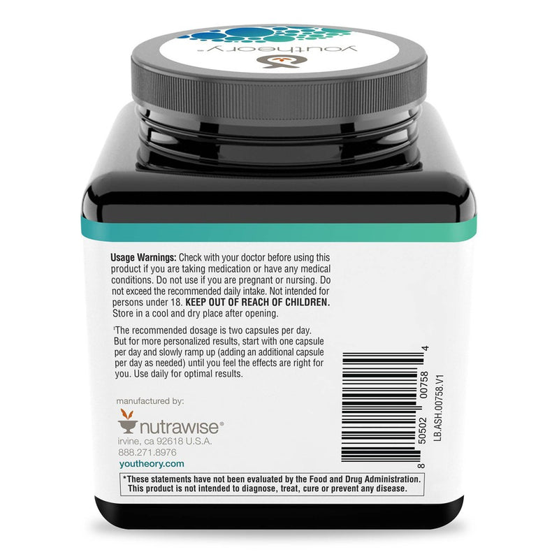 Youtheory Ashwagandha Capsules - 60ct - 08/2025