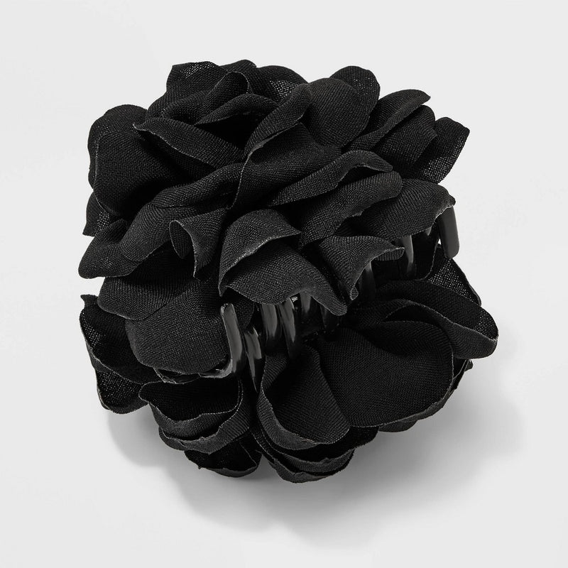 Faux Flower Claw Hair Clip - A New Day Black