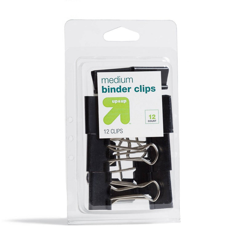 12ct Medium Binder Clips - up & up