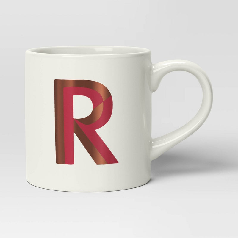 16oz Stoneware Monogram R Mug Dark Pink - Opalhouse (LOCAL PICKUP ONLY)