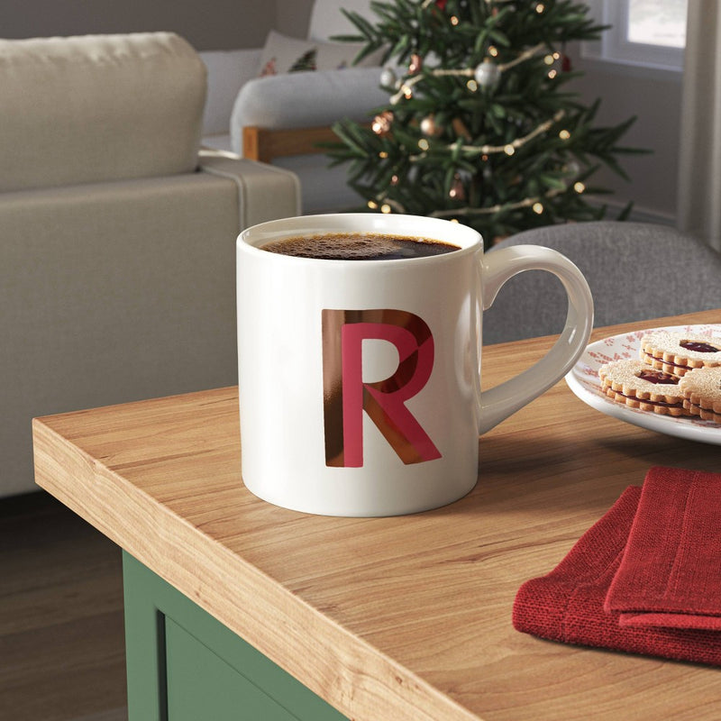 16oz Stoneware Monogram R Mug Dark Pink - Opalhouse (LOCAL PICKUP ONLY)
