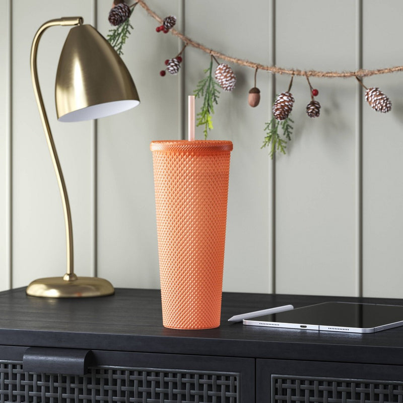 24oz Plastic Tumbler with Straw Clear Cool Melon - Opalhouse