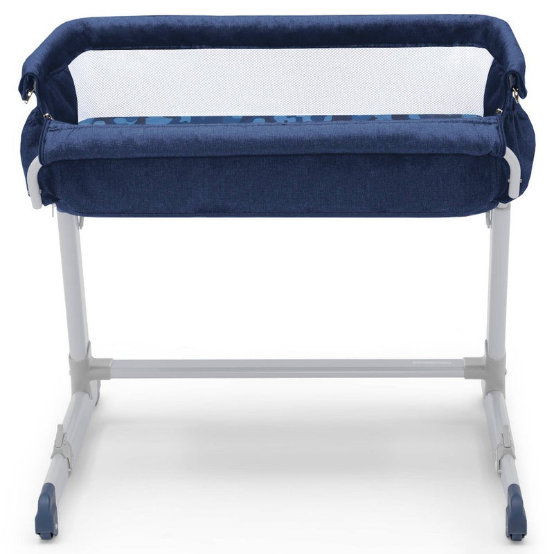 babyGap by Delta Children Whisper Bedside Bassinet Sleeper with Breathable Mesh and Adjustable Heights - Navy Camo (LOCAL PICKUP ONLY)