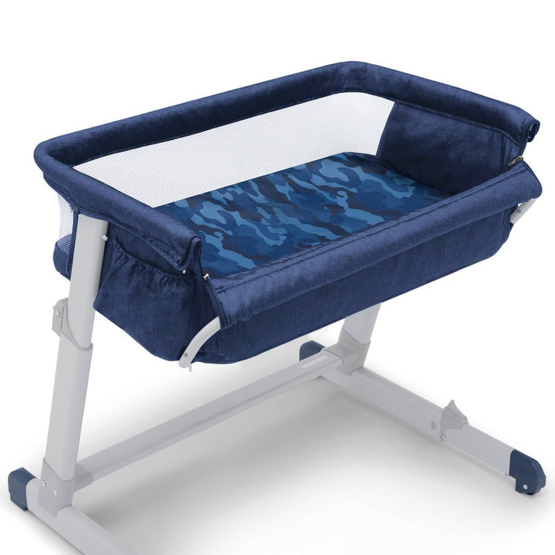 babyGap by Delta Children Whisper Bedside Bassinet Sleeper with Breathable Mesh and Adjustable Heights - Navy Camo (LOCAL PICKUP ONLY)