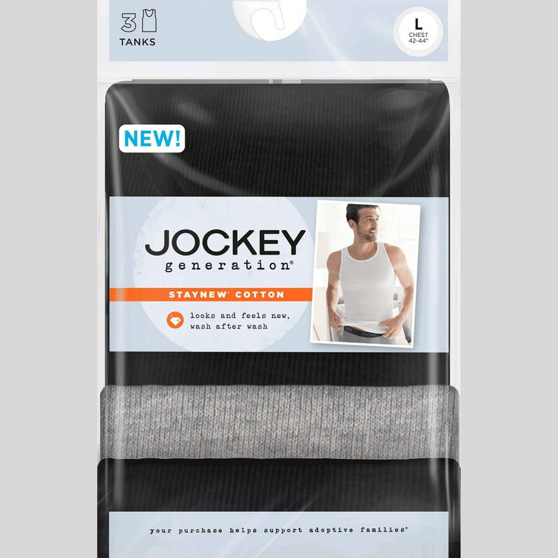 Jockey Generation Men's Stay New Cotton Tank 3pk - Black/Gray S