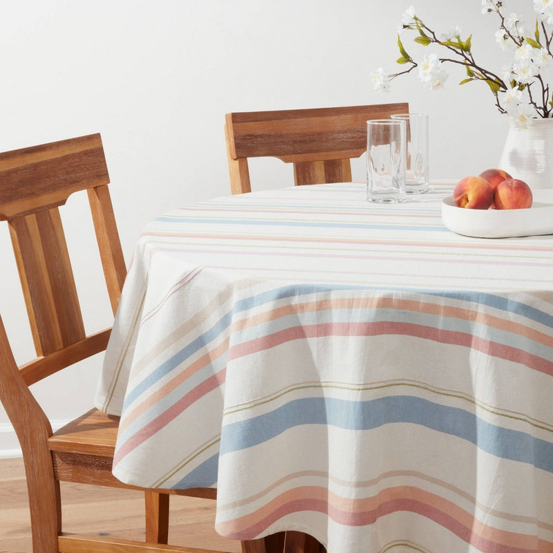 70" Cotton Multi-Striped Round Tablecloth - Threshold