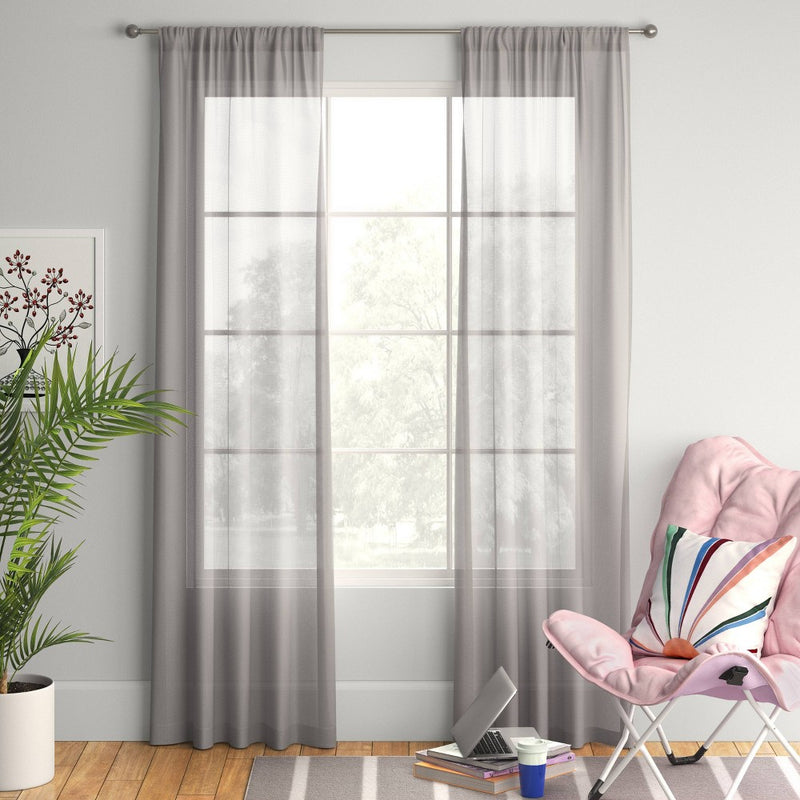 1pc 60"x84" Sheer Voile Window Curtain Panel Gray - Room Essentials