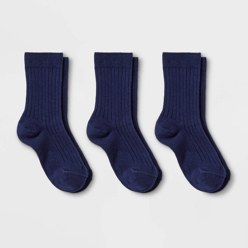 Kids' 3pk Dress Socks - Cat & Jack Navy S