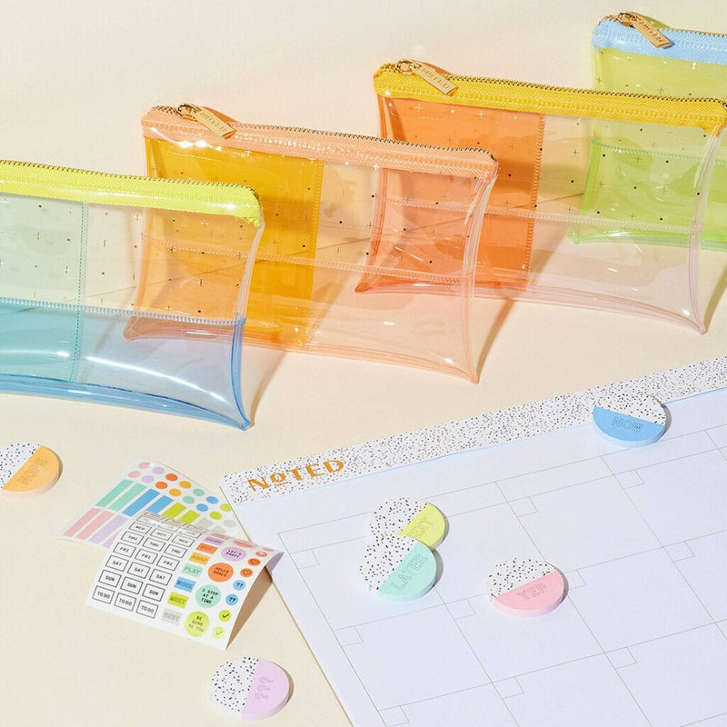 Post-it 1-Zipper Transparent Pencil Pouch Weave Yellow/Blue