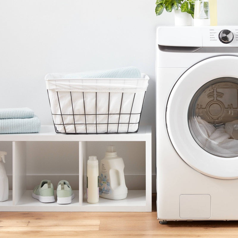 Metal Wire Laundry Basket with Fabric Liner - Brightroom