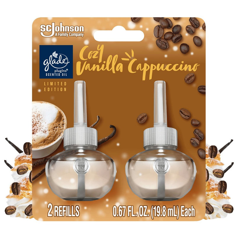 Glade PlugIns Scented Oil Air Freshener - Cozy Vanilla Cappuccino Refill - 1.34oz/2pk