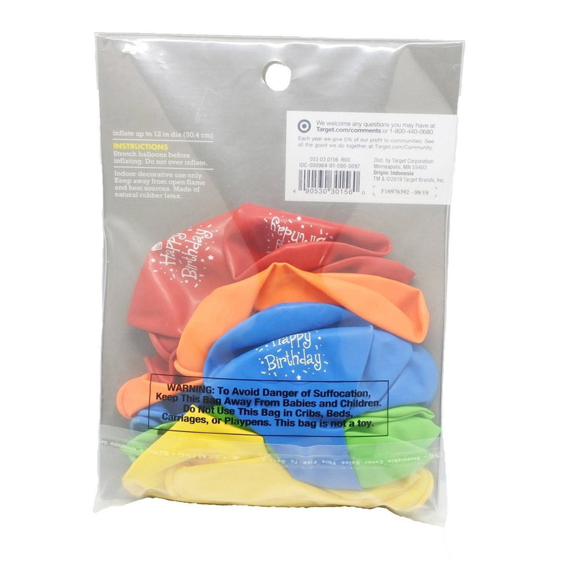 20ct Happy Birthday Printed Balloons - Spritz