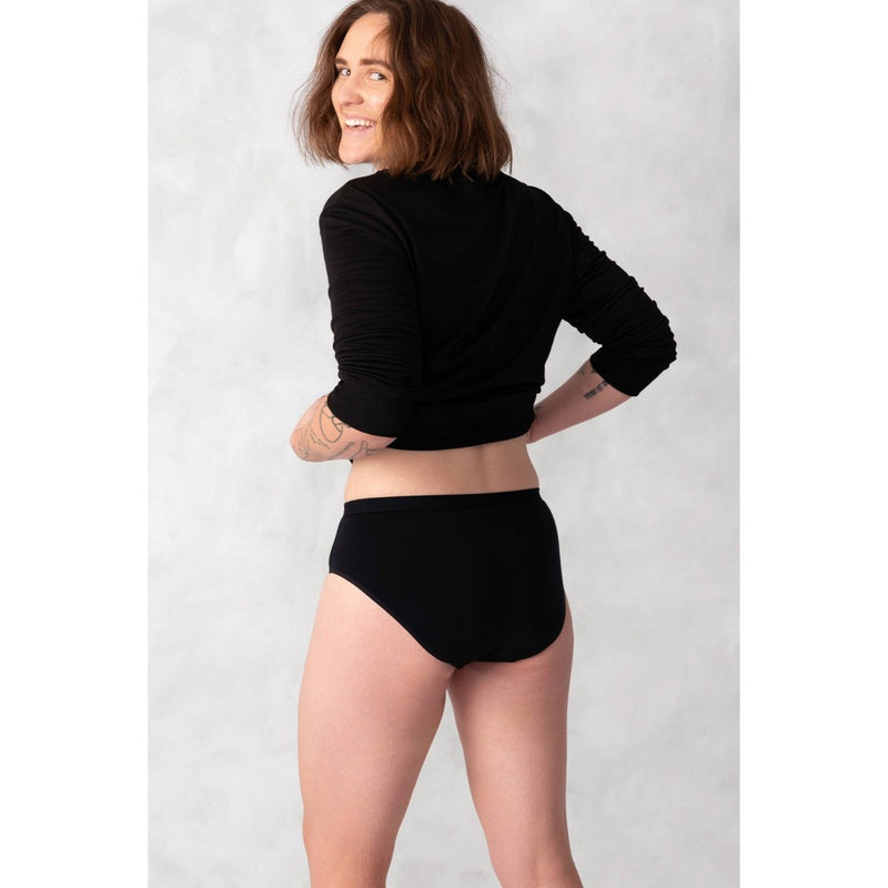 Saalt Heavy Absorbency Briefs Super Soft Modal Comfort Leak Proof Period Underwear - Volcanic Black - M