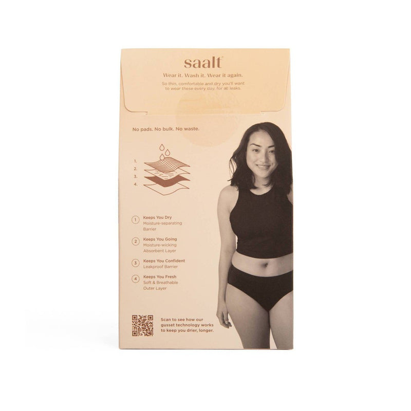 Saalt Heavy Absorbency Briefs Super Soft Modal Comfort Leak Proof Period Underwear - Volcanic Black - M