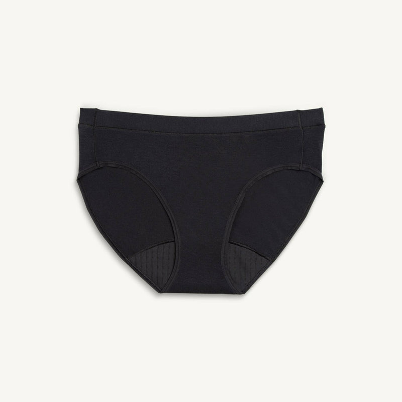 Saalt Heavy Absorbency Briefs Super Soft Modal Comfort Leak Proof Period Underwear - Volcanic Black - M