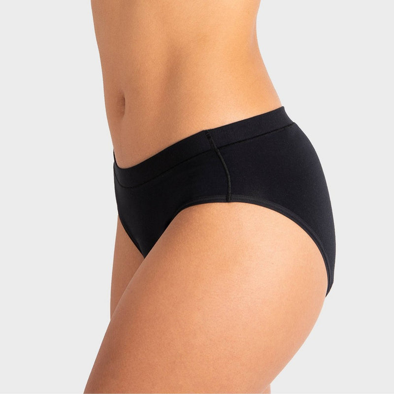Saalt Heavy Absorbency Briefs Super Soft Modal Comfort Leak Proof Period Underwear - Volcanic Black - M