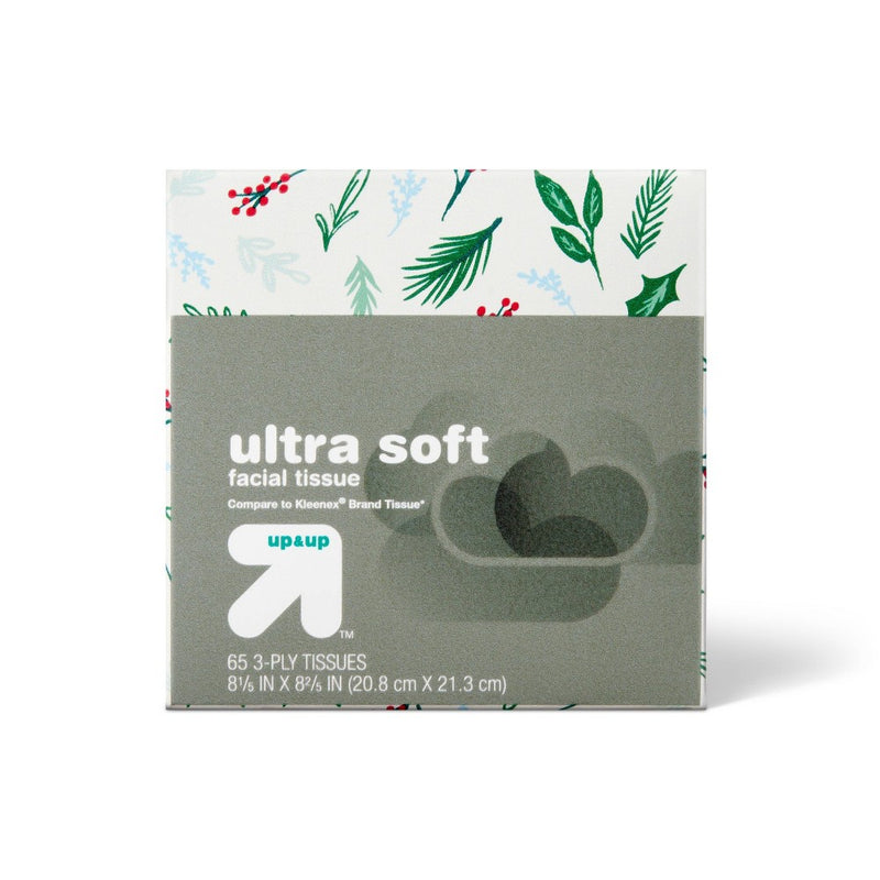 Holiday Ultra Soft Facial Tissue - Holly - 65ct - up & up