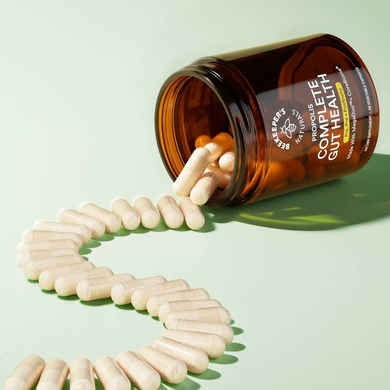 Beekeepers Naturals Propolis Complete Gut Health Capsules - 60ct EXP 06/2025