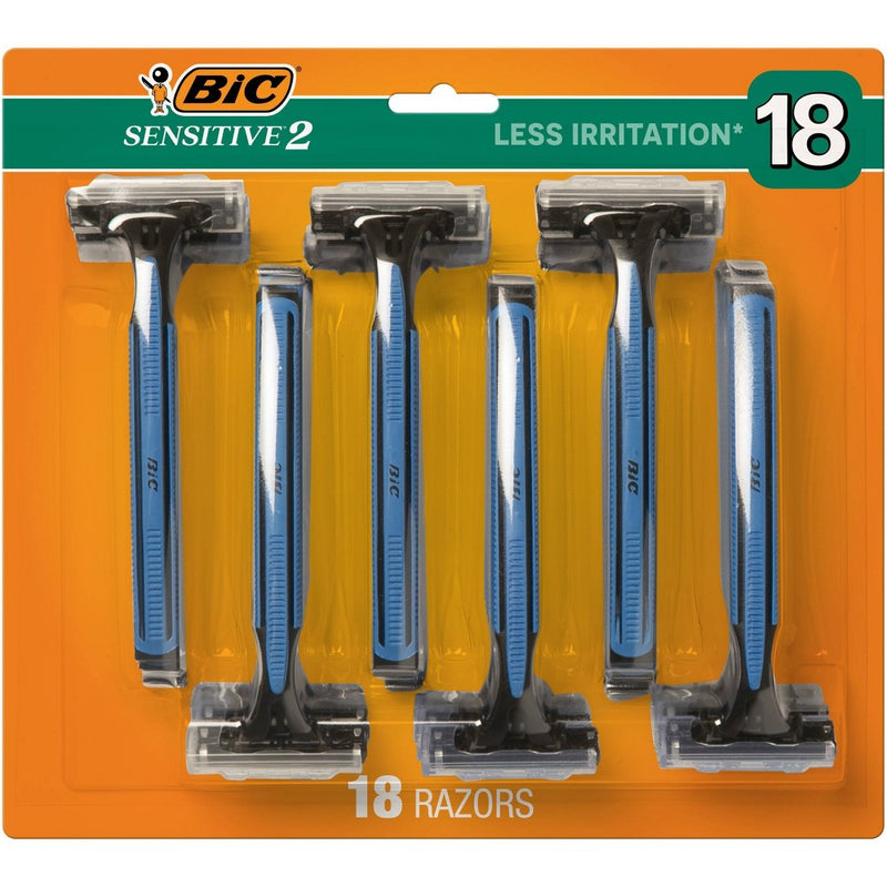 BIC Men's Sensitive 2 - Two Blade Disposable Razors -18ct