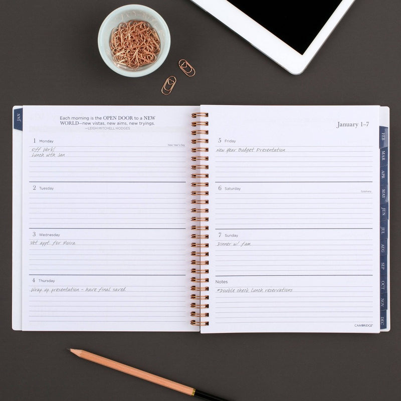 Cambridge 2024 Planner 8.875"x7.875" Weekly/Monthly Rose Gold