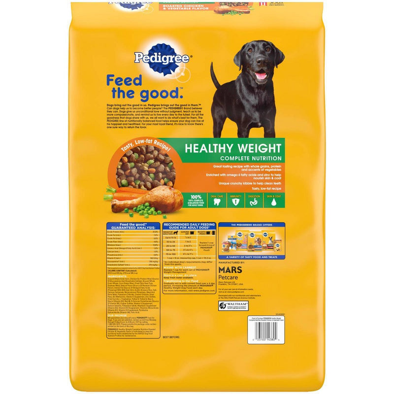 Pedigree Healthy Weight Roasted Chicken & Vegetable Flavor Adult Complete Nutrition Dry Dog Food - 14lbs