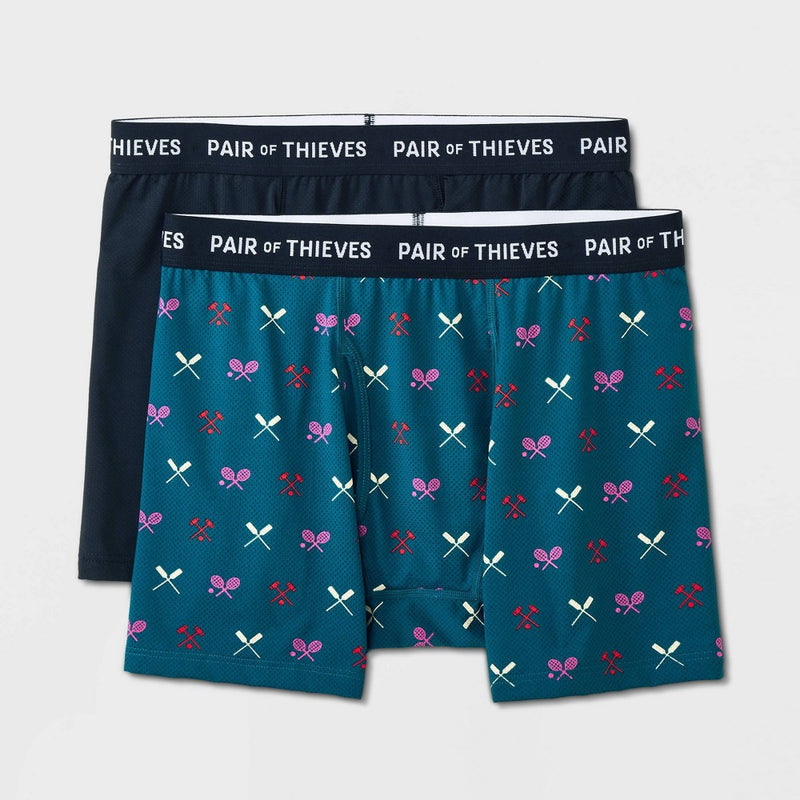 Pair of Thieves Men's Super Fit Tennis Boxer Briefs 2pk - Green/Black L