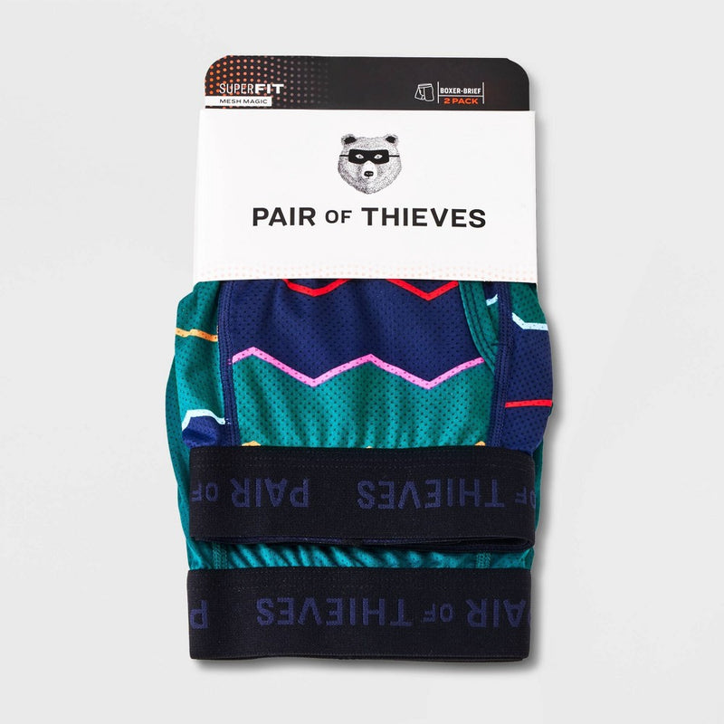 Pair of Thieves Men's Striped Preppy Super Fit Boxer Briefs 2pk - Green M