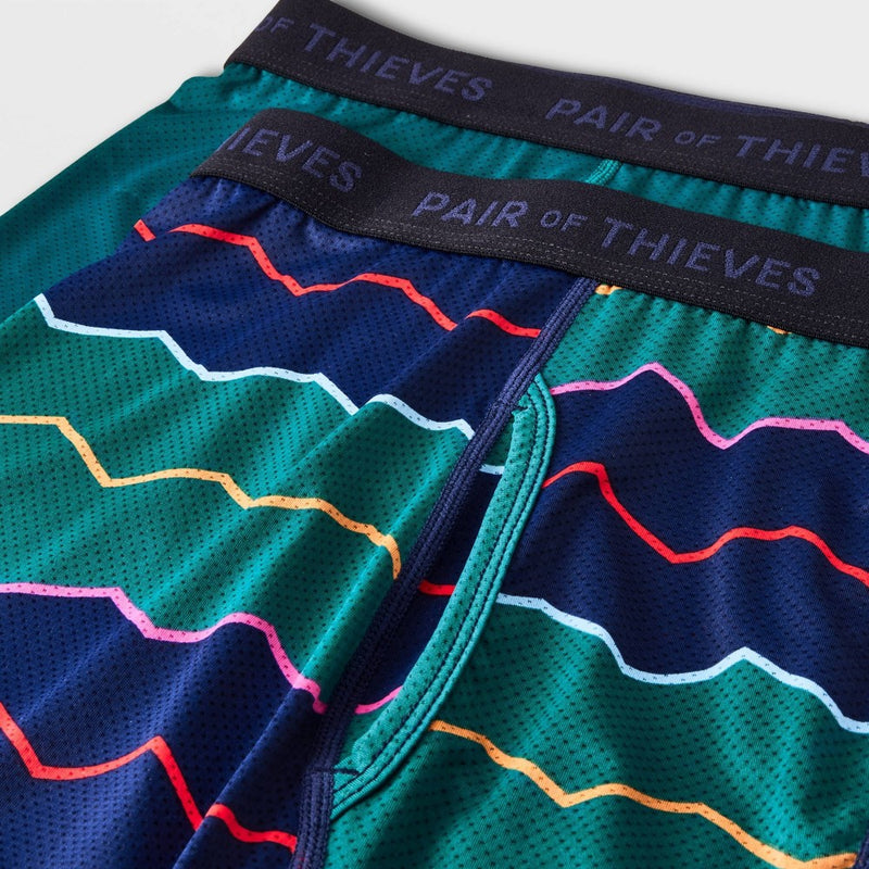 Pair of Thieves Men's Striped Preppy Super Fit Boxer Briefs 2pk - Green M