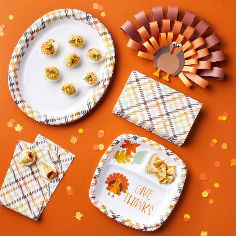 10ct Thanksgiving Plaid Buffet Plate - Spritz