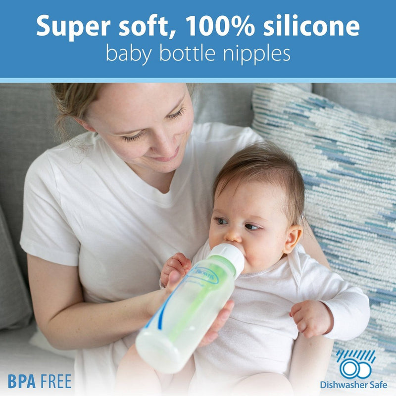 Dr. Brown's Narrow Baby Bottle Silicone Nipple - Level 1 - Slow Flow - 2pk