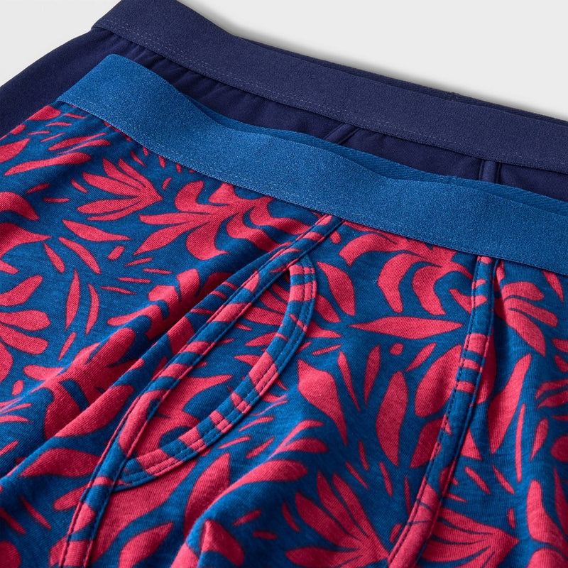 Men's Floral Print Boxer Briefs 2pk - Goodfellow & Co Blue/Red XL