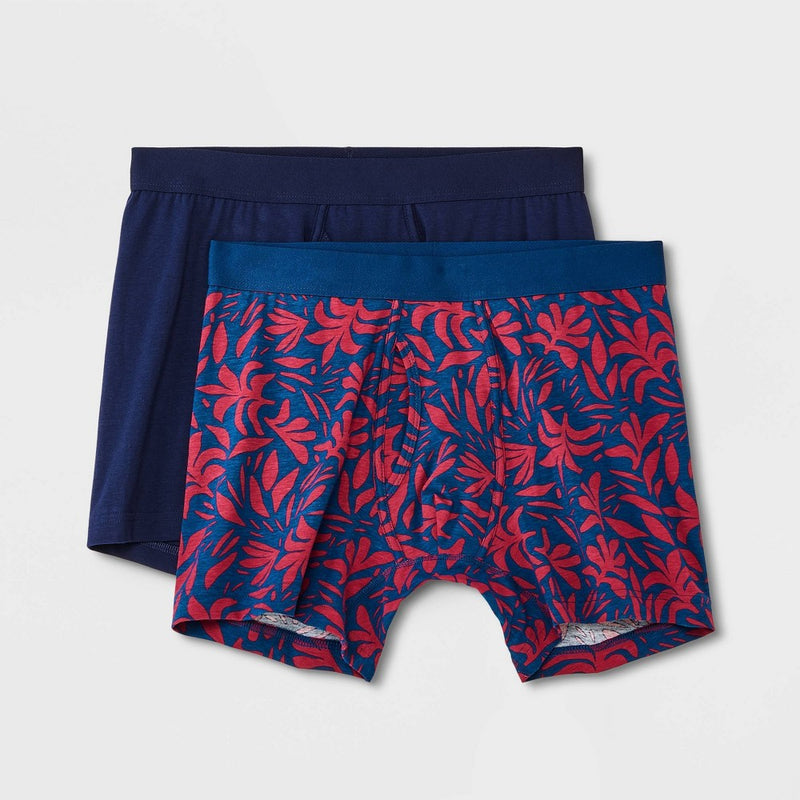 Men's Floral Print Boxer Briefs 2pk - Goodfellow & Co Blue/Red XL