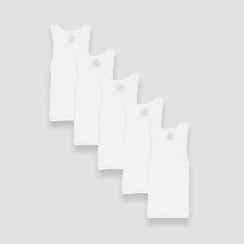 Hanes Boys' Solid 5pk Ribbed Tank - White XL